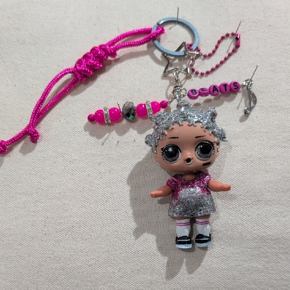 L.O.L. Surprise! Doll Upcycled Handmade "Beats" Keychain Bag Charm